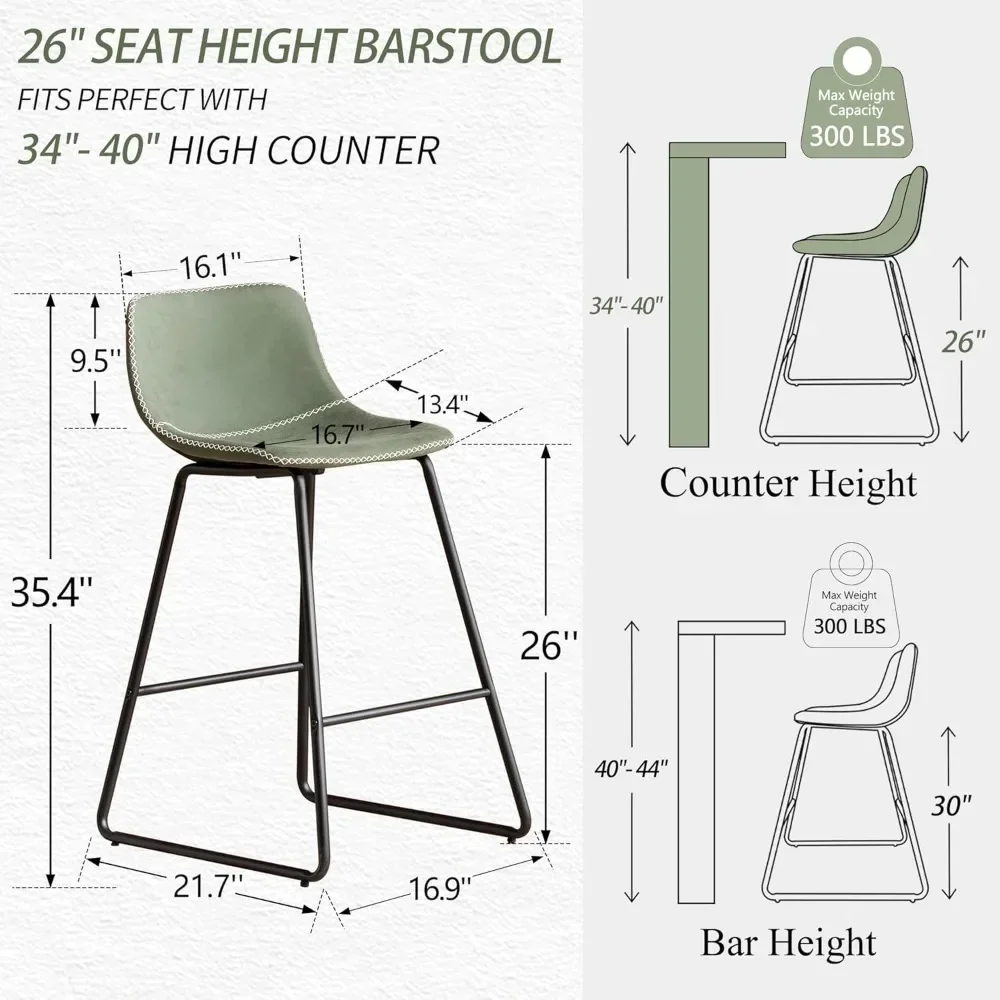 Bancone altezza Bar Set di 4, bancone con schienali, Bar moderno per isola cucina, Bar 26 pollici altezza sedile