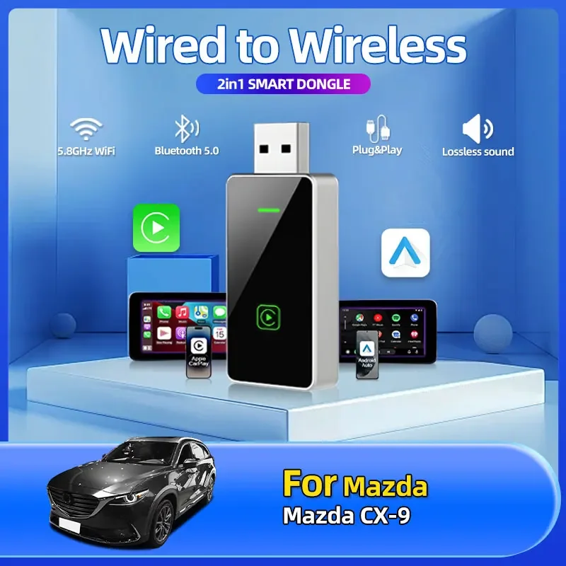 

New Wireless CarPlay Android Auto Wireless Adapter Smart Mini Box Plug And Play WiFi Fast Connect Car Accessories For Mazda CX-9