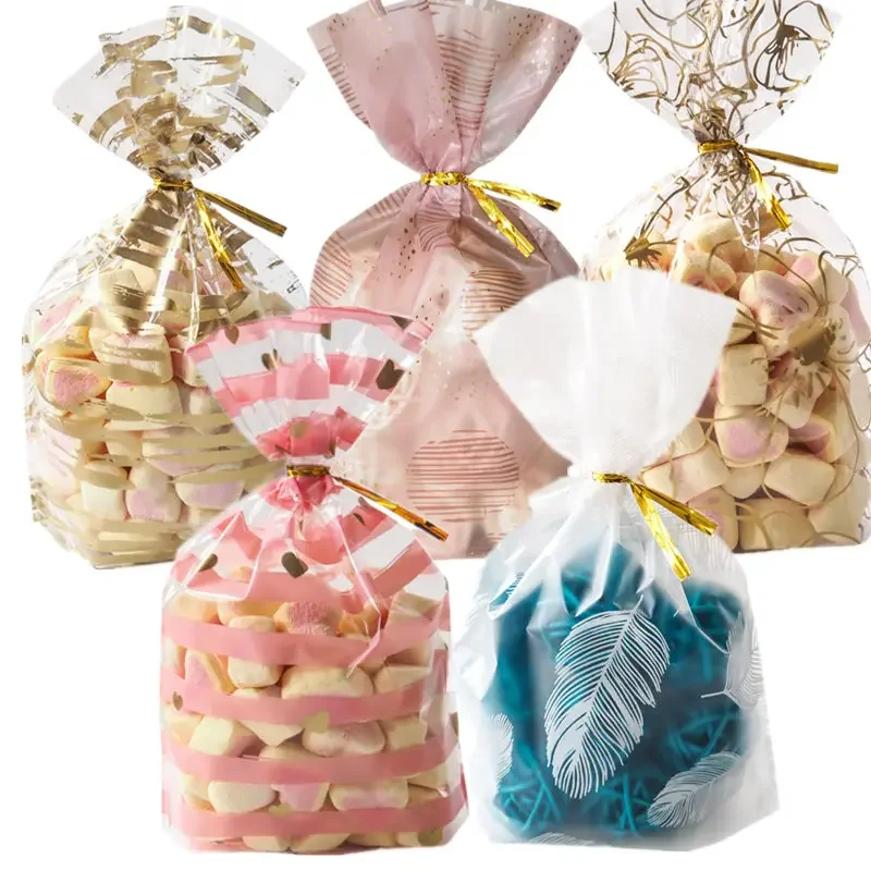 50Pcs Plume Plastic Bag Easter Birthday Party Candy And Sweets Gift Bags Natal Present Anniversaire Gift Wrapping