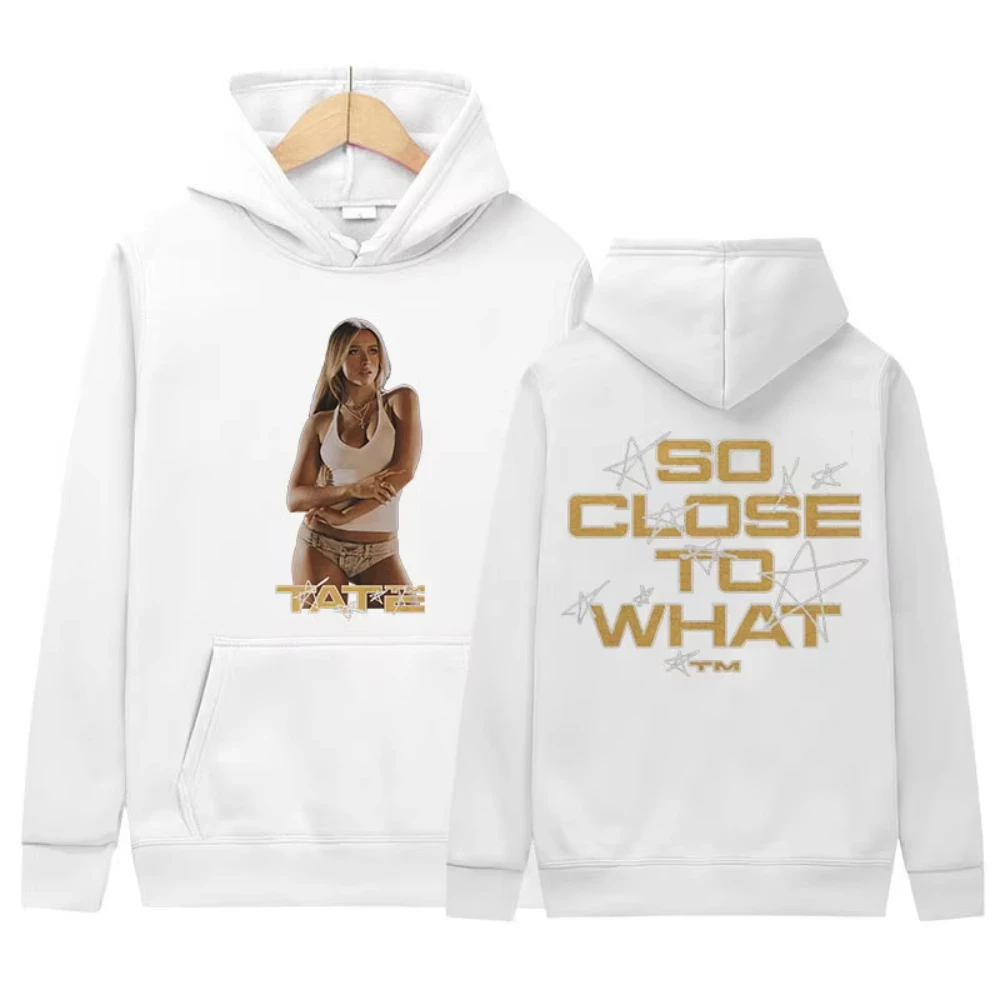 

Мужская толстовка с принтом в стиле ретро 90-х годов Tate McRae So Close To What Tour 2025, высококачественная толстовка оверсайз, женская повседневная модная толстовка с капюшоном
