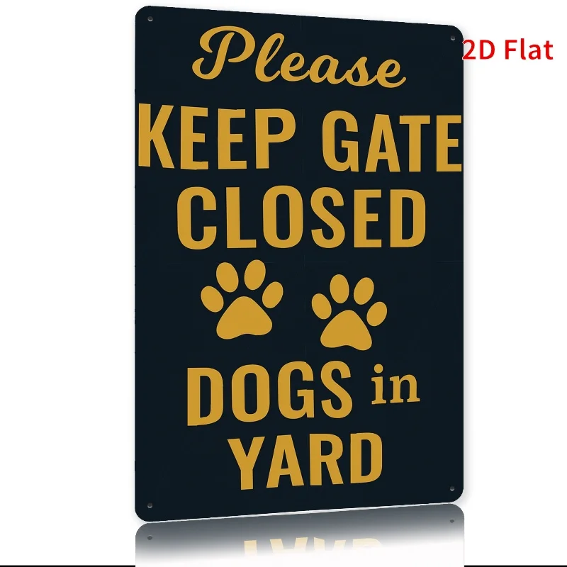 1pc, vintage rectangular tin sign- Please keep the door closed while the dog is in the yard