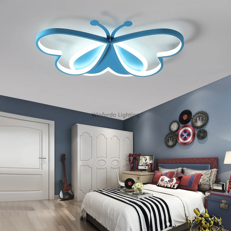 Winfordo LED Lighting Modern Simplicity Children\'s Room Ceiling Lamp Bedroom Study Dimmable Creative Butterfly Moe Lighting