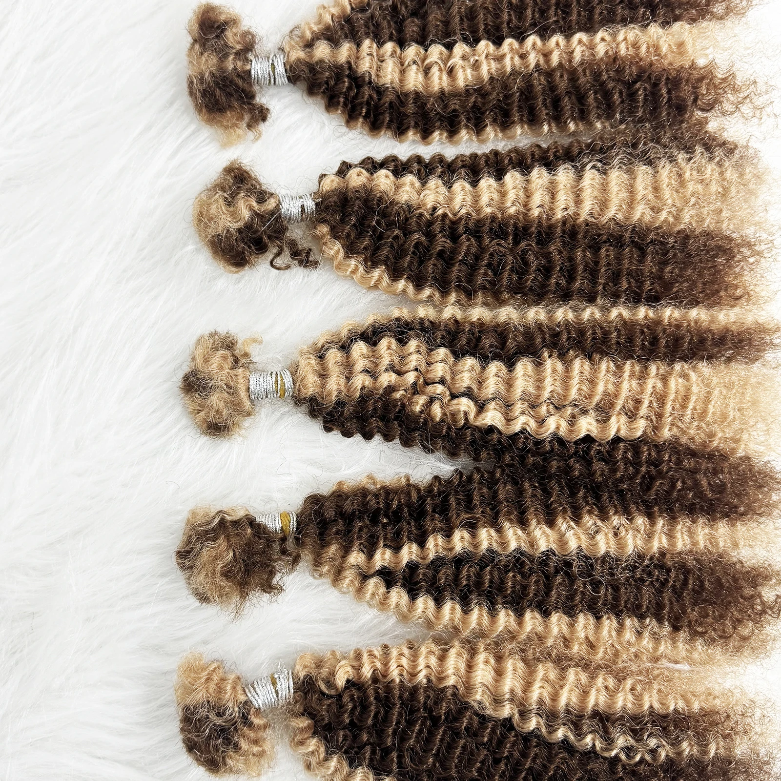 16 Zoll Afro Kinky Curly Echthaar-Bulk für Dreadlocks, Afro Kinky Bulk Echthaar zum Flechten, 30g/Packung, Färbbar – Detail 31
