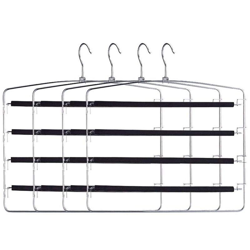 Multi Pant Hanger Slacks Hangers Space Saving Non Slip Multi Layers Swing Arm Space Saver Storage Pant Slack Hangers For Pants J