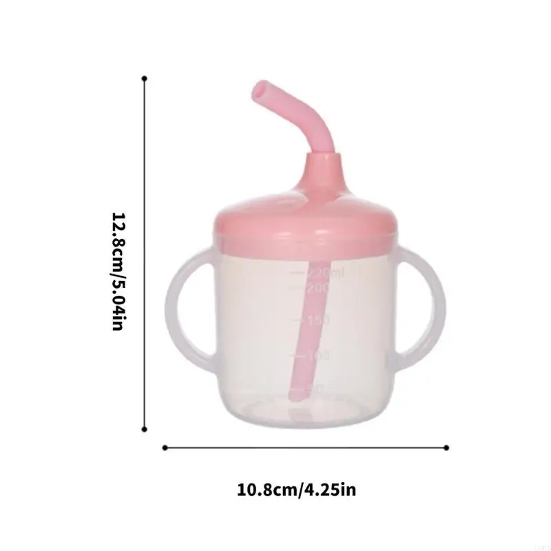 CORB Baby Learn to Drink Cup with Anti Leak Feature Soft Straw and Clear Scale 220ml for Independently Drinking
