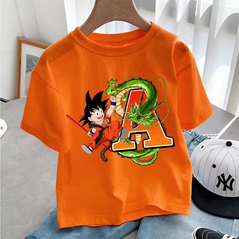 

Dragon Ball Children T-Shirts Cartoon Son Goku Short Sleeves Top Tees Anime Letetr Girls Boys Shirts Kids Summer Clothes Gift