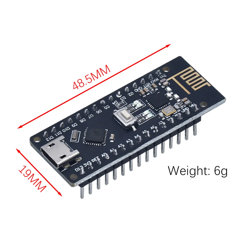 Nano V3.0, Micro USB Nano Board ATmega328P QFN32 5V 16M CH340 for Arduino ,with NRF24l01+,2.4G wireless,Immersion Gold