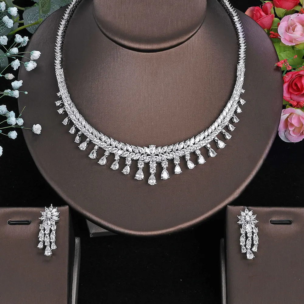 

Нигерия, 4 шт., свадебные комплекты ювелирных украшений с цирконием для женщин, роскошные комплекты свадебных украшений с кристаллами CZ в Дубае, Нигерии