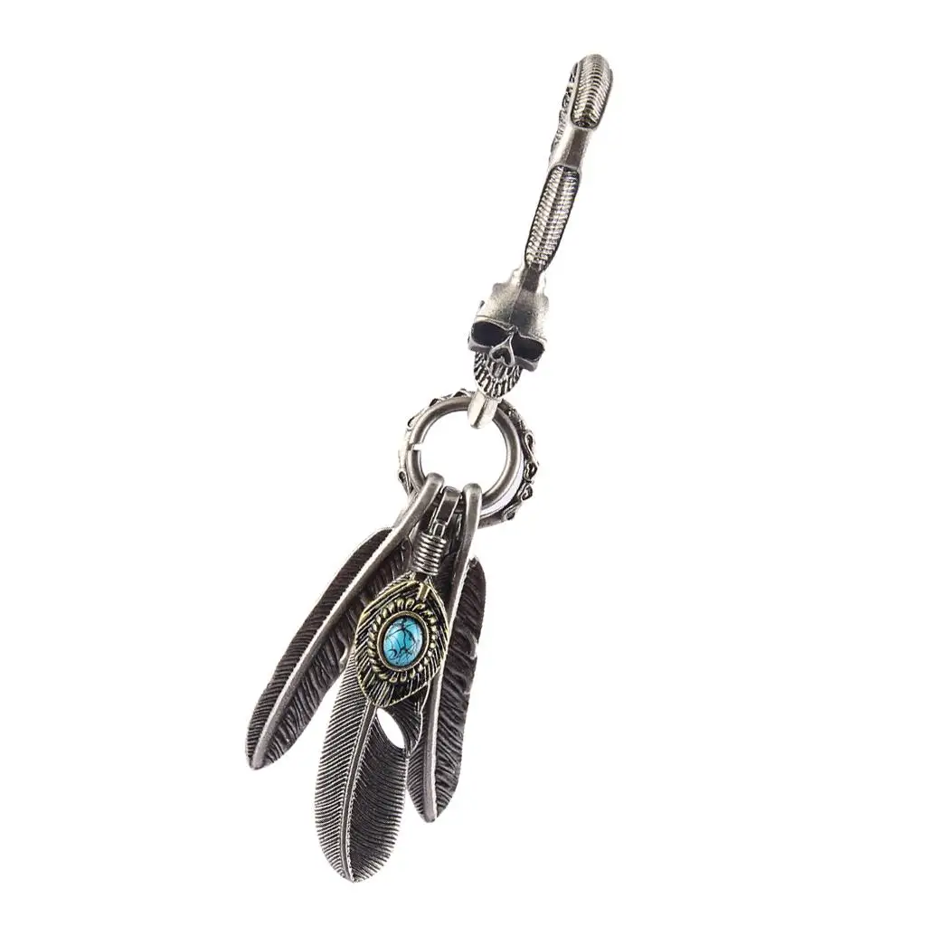 Bohemian Turquoise Feather Tassel Keychain for Bag Plush Key Chain Boho