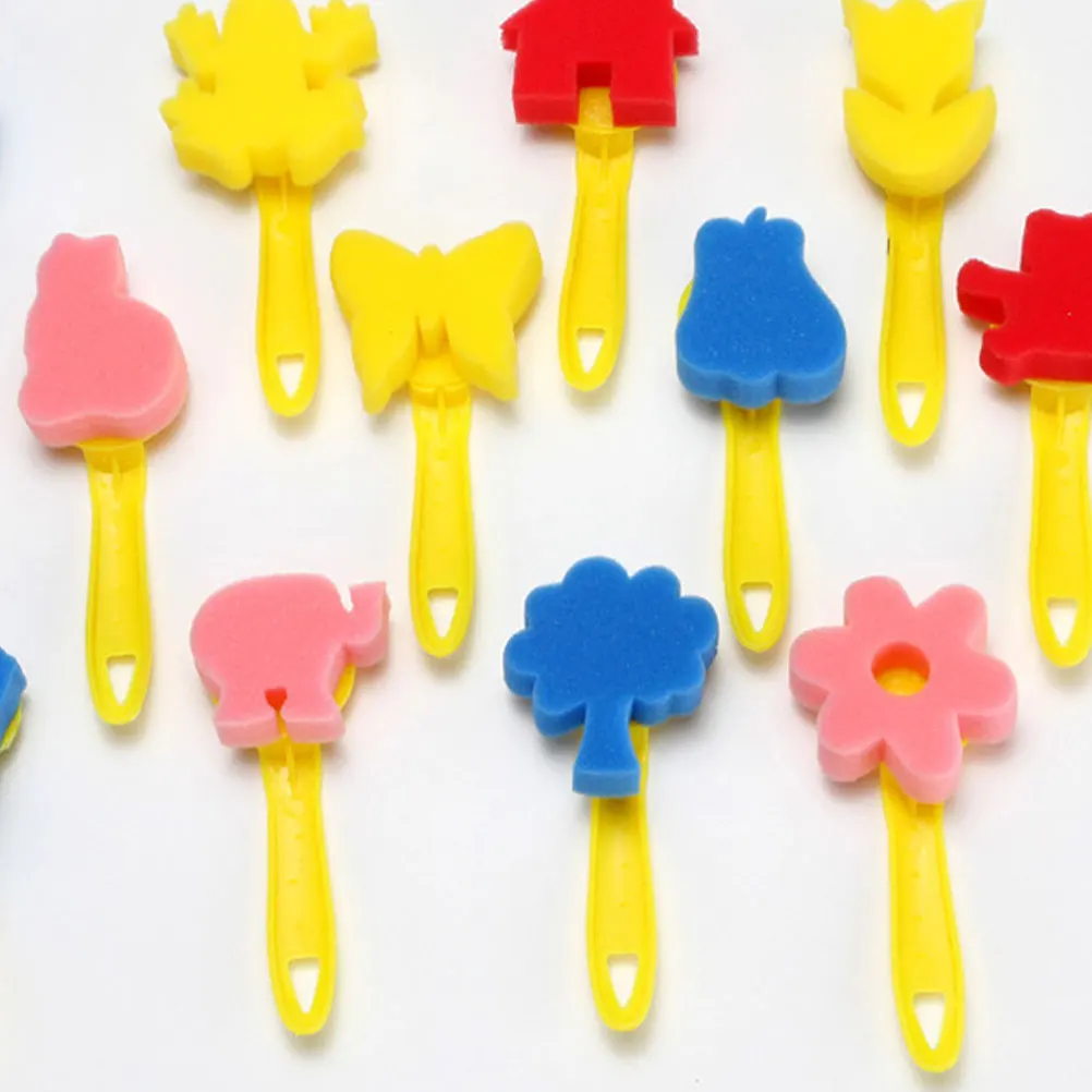 

12pcs Painting Sponge Brush Smooth Foam Art Kids Drawing Roller Creative Tool For Diy Class Graffiti Craft Decor Color Painting