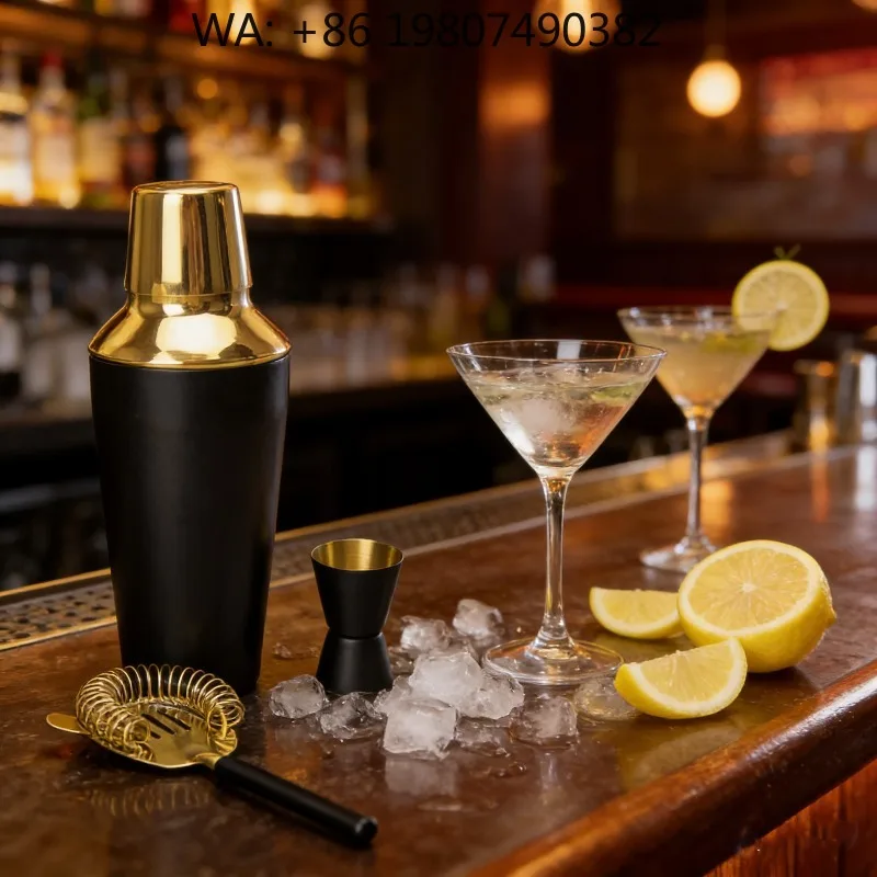 3Pcs Minimal Stainless Steel Bartender Kit 20oz Martini Shaker Jigger Hawthorne Strainer Basic Tools For Travel Portable Bar