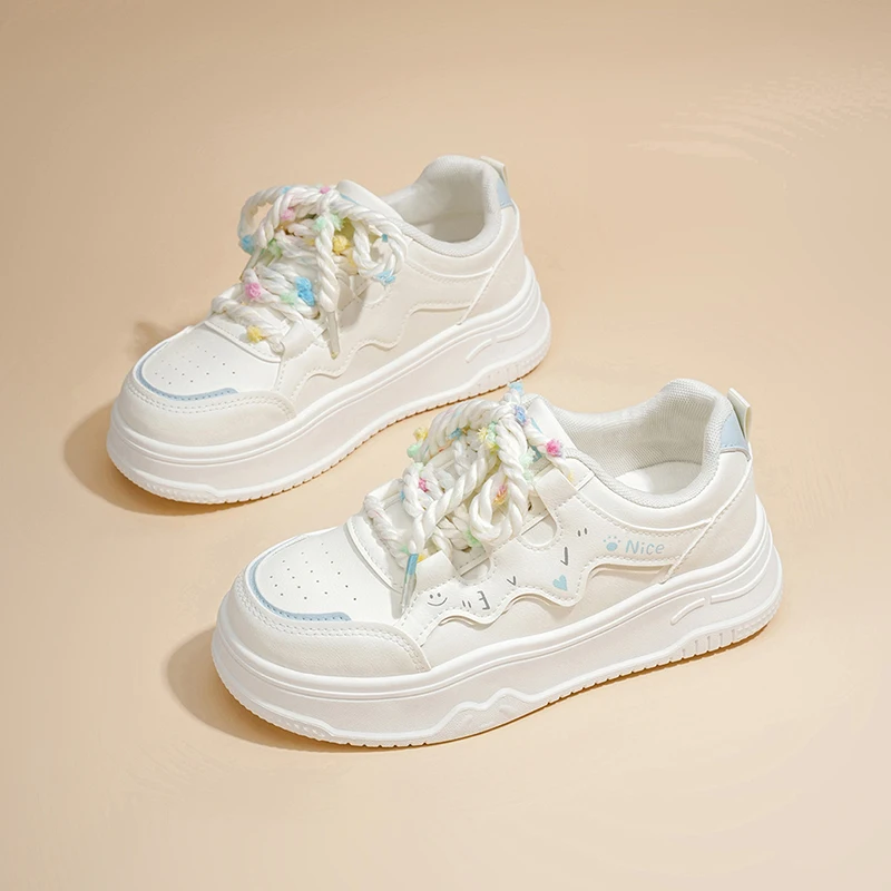 

White Sneakers for Women 2025 New Thick-Soled Loafers Versatile Casual Sneakers Student Sports Shoes