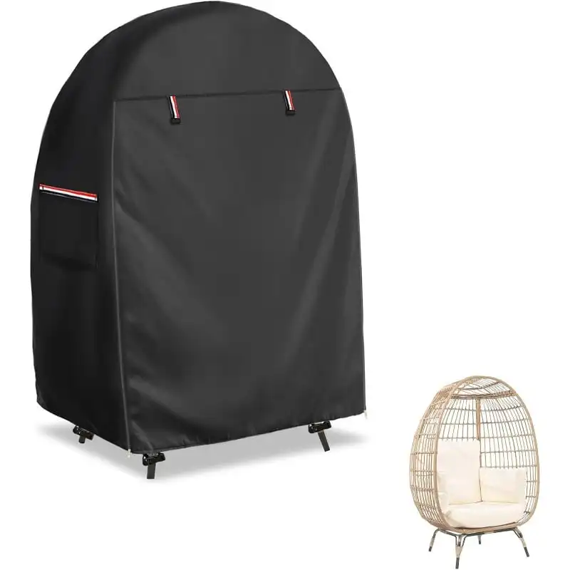 Outdoor Egg Chair Cover Waterproof Anti-UV Dustproof Egg Swing Chair Protective Cover with Zipper Pocket for Patio Garden Wicker