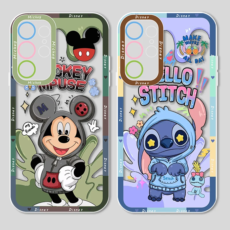 Disney Couple Mickey Minnie For Samsung Galaxy S23 S22 S21 S20 Pro FE Ultra A52 A53 A71 5G Angel Eyes Transparent Phone Case