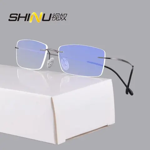 SHINU brand pure titanium glasses frame titanium rimless glasses men eyeglasses frame Exquisite Craftsmanship eyewear