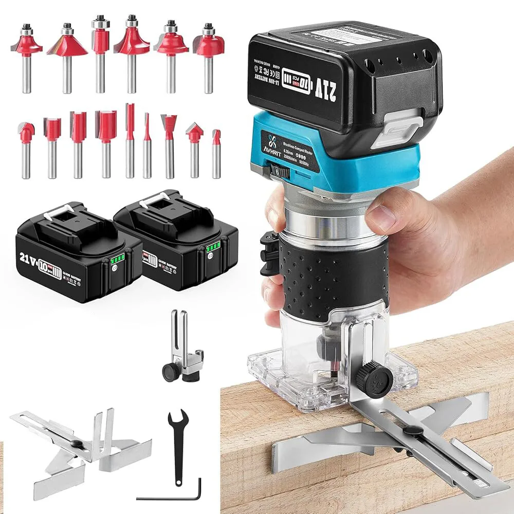 Avhrit WR01 Cordless Wood Trimmer 1/4" Electric Brushless Cutting Hand Palm Router for Woodworking DIY
