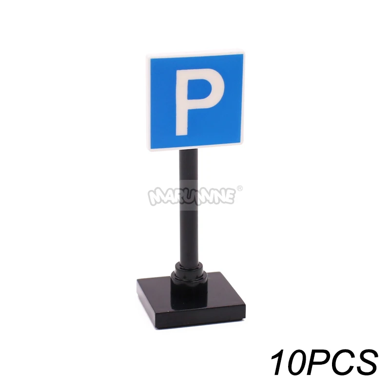 Marumine Verkeer Verkeersbord Licht Lamp Moc Blok Baksteen Onderdelen City Street View Building Bricks Blocks Accessoires Barrière Waarschuwing Maximum Snelheid