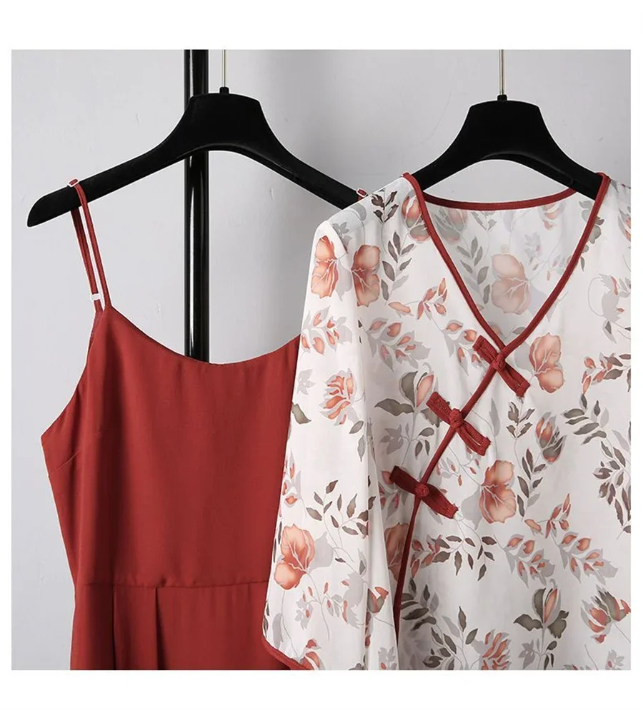 2025年ハロウィン 中国の伝統的な女性用ペチコート、大きいサイズ、プリント入り、薄手、ツーピースセット、2024年夏