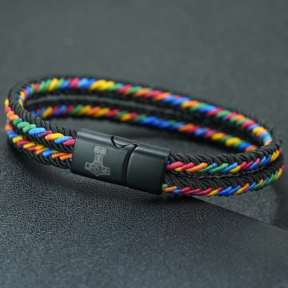 Unique Ethnic Fabric Cord Bracelet For Men Multi Colors And Sizes Available Durable Sweat Resistant Wrist Accessory Viking Joias