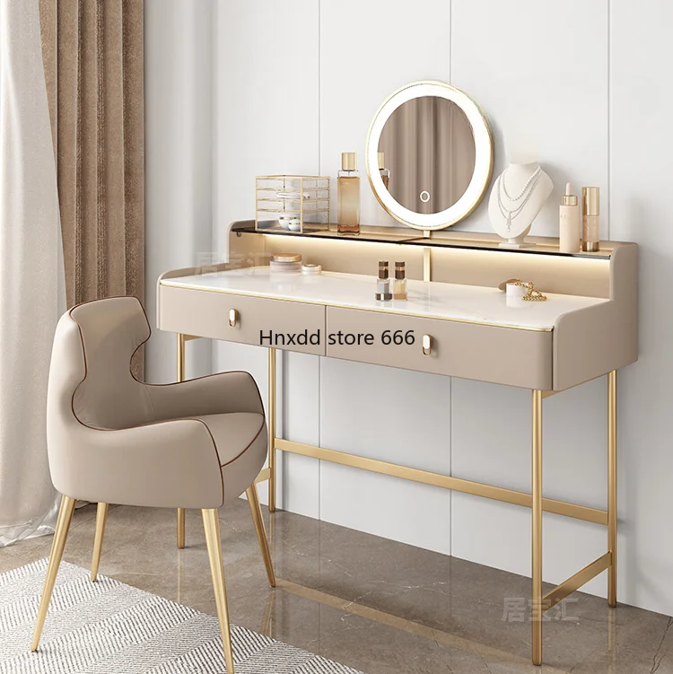 Modern high-end light luxury French cream style simple small apartment makeup table