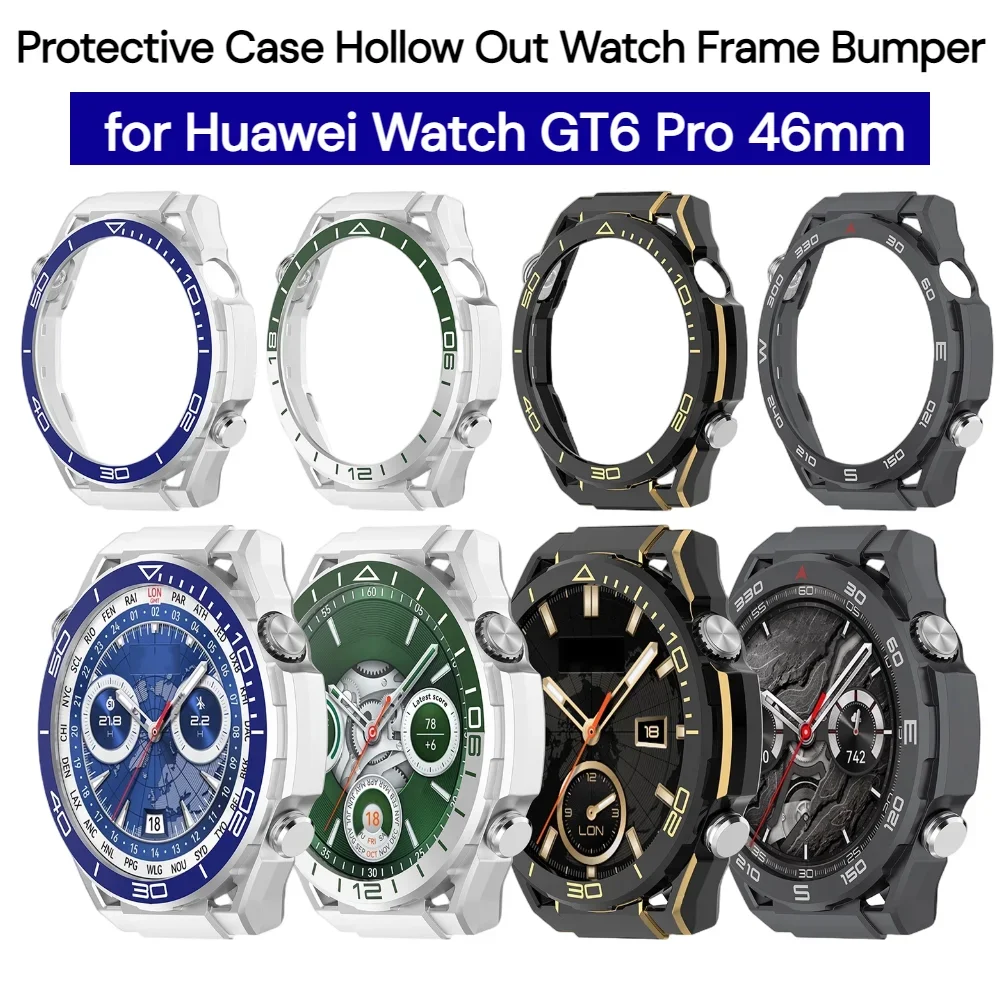 

PC Case Hollow Out Watch Frame Bumper Watch Protective Cover Frame Bumper Case Cover for Huawei Watch GT6 Pro 46mm Accessories