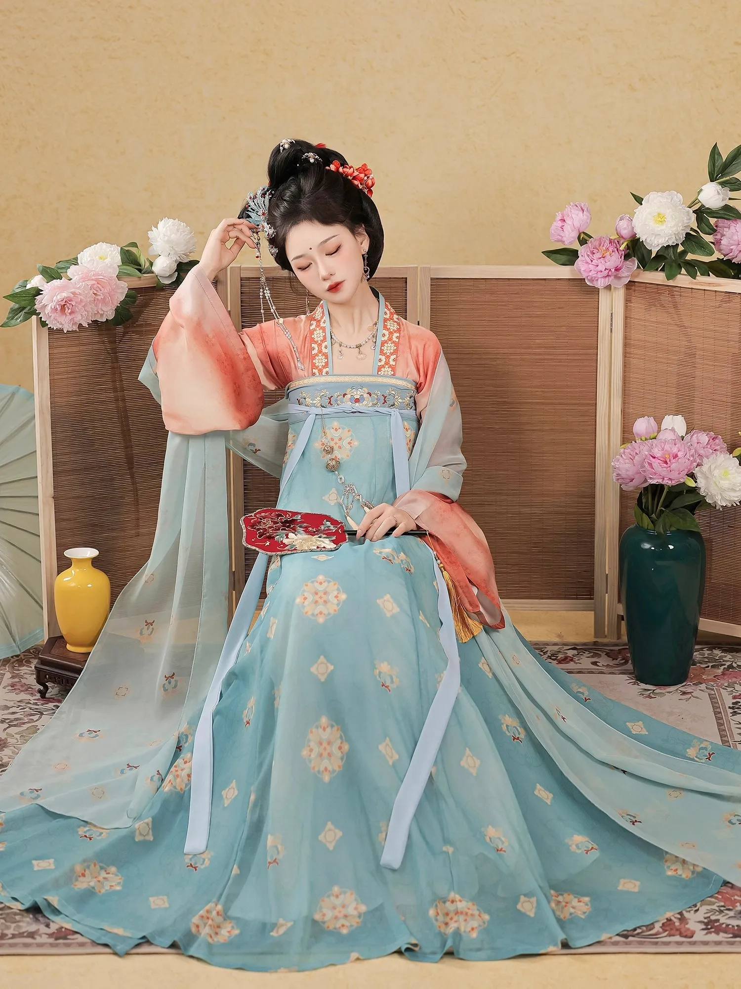 Plain Feather Splendid Dress Fanghua National Color New Restoration Tang Hanfu Women's Chest-length Skirt Original Genuine Sprin