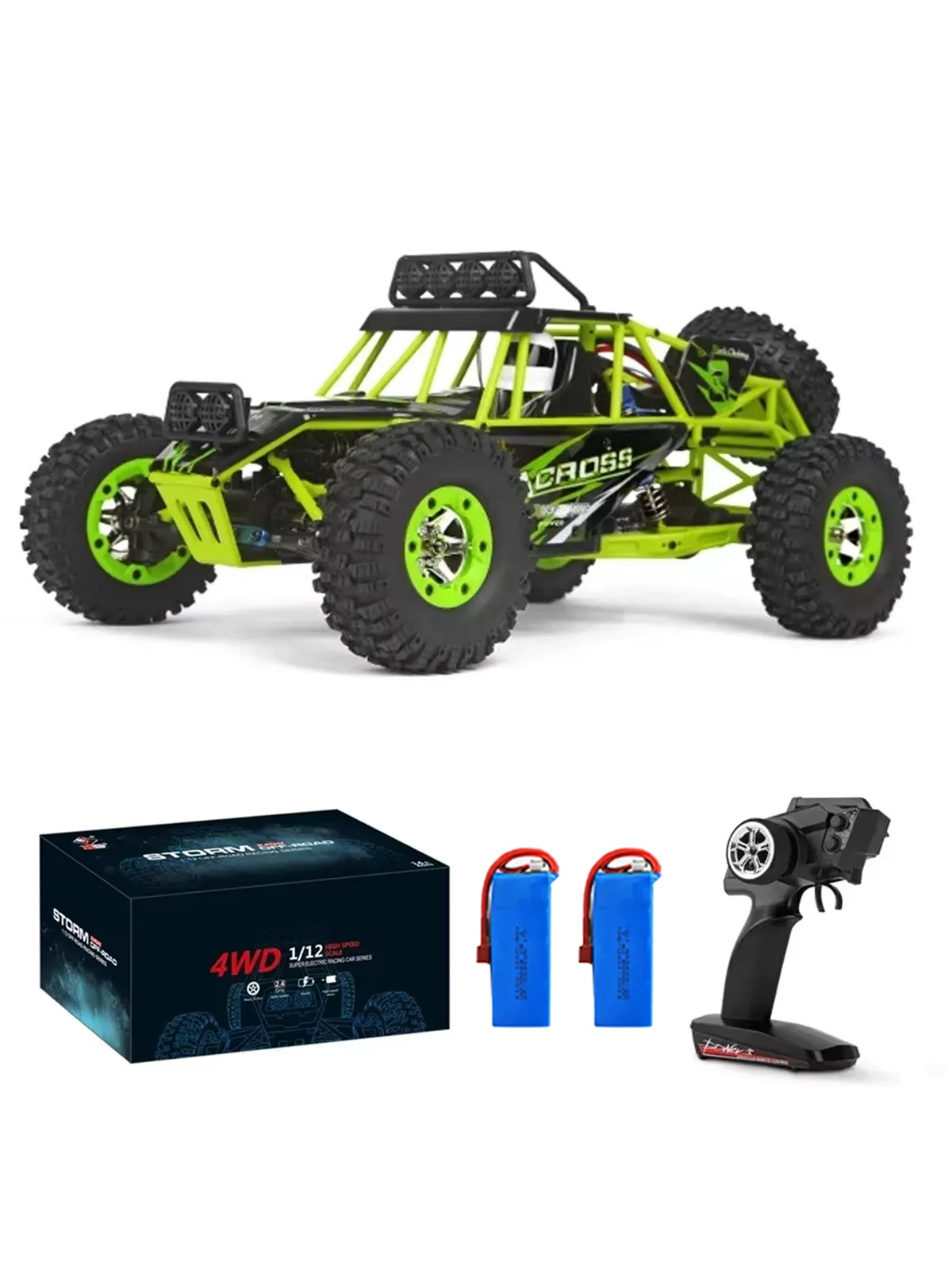 Wltoys 12427 1/12 RC Crawler 50km/h Hochgeschwindigkeits-Ferngesteuertes Fahrzeug 4WD Offroad-Kletterauto Modellspielzeug für Erwachsene mit 2 Batterien