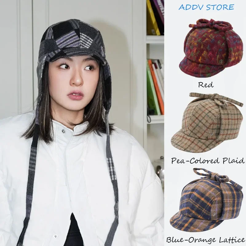 Y2K Designer Style Wool Winter Bomber Hats for Women Autumn Warm Pullover Snood Collar Bonnet Girl Funny Cap Sombreros De Mujer