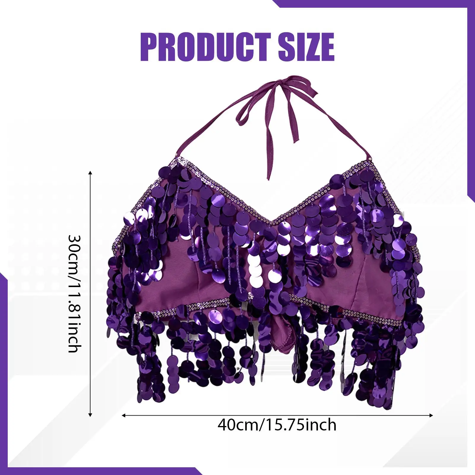 Belly Dance Bra Top Halloween Women Carnival Clubwear Sparkle Sequin Bra