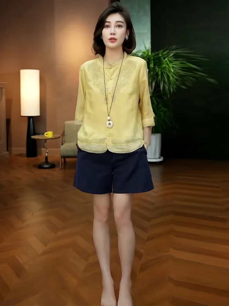 

Женский модный универсальный красивый повседневный тонкий топ с эффектом похудения и рукавом три четверти для лета