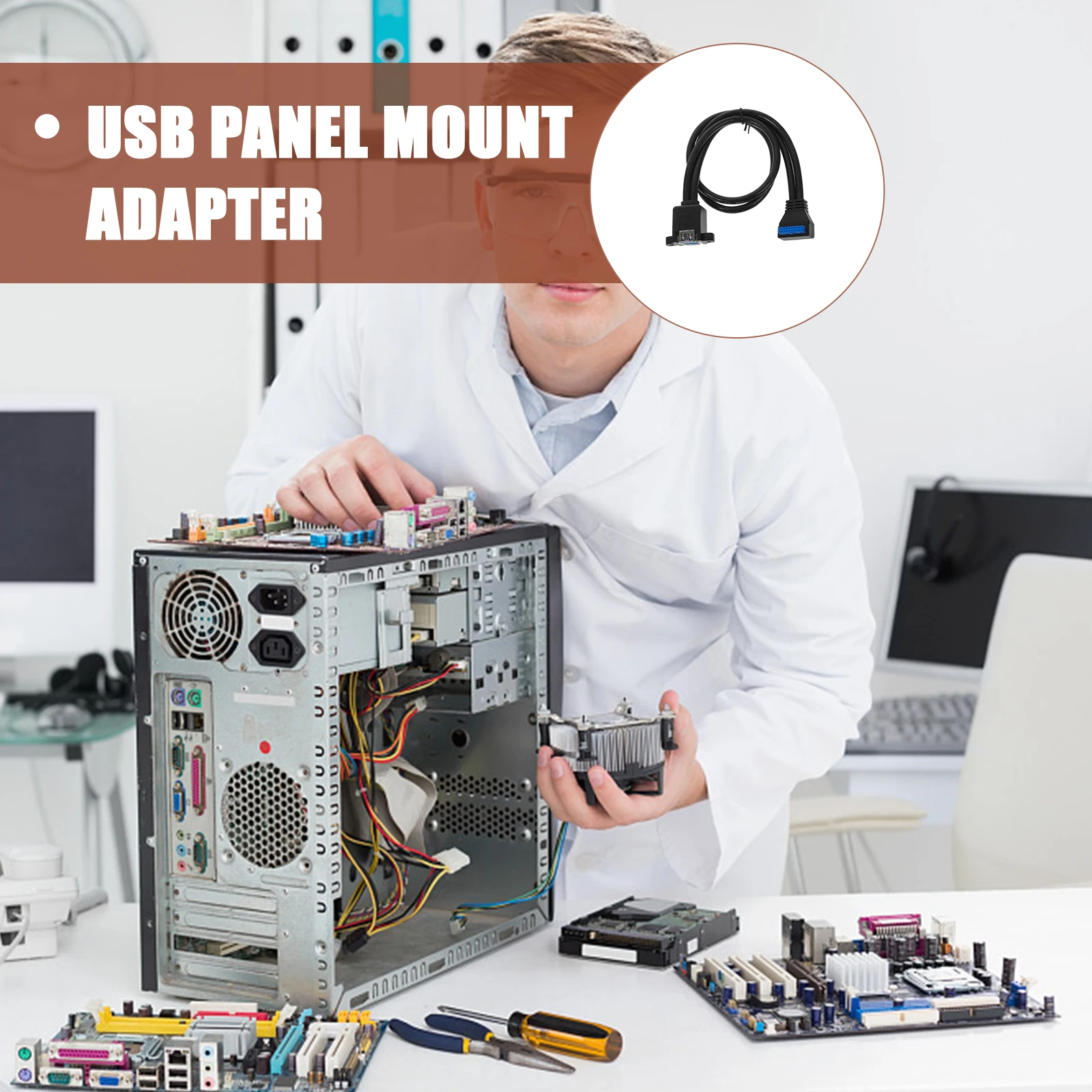 

USB Adapter Cable Extension Motherboards Header Dual Ports Cables Extender Panel Connection