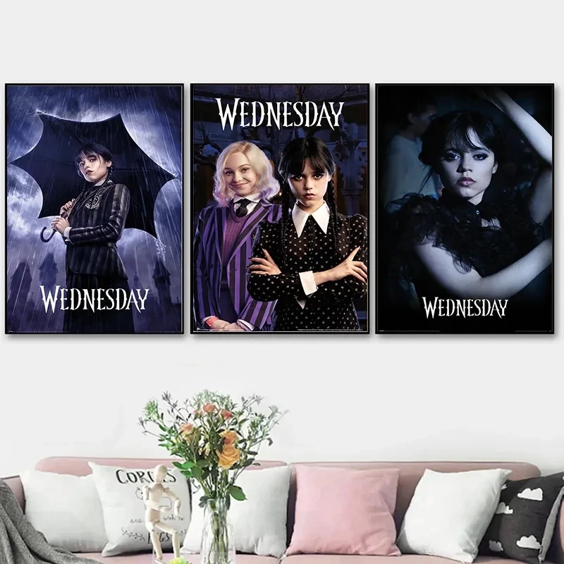 Movie TV Play Wednesday Posters Prints Fantasy Canvas Painting Portrait Wall Art Picture for Nordic Living Room Bedroom Decor