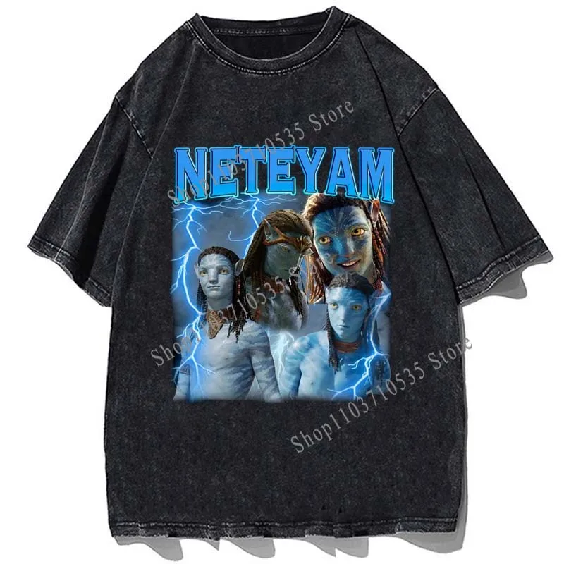 Movie Avatar Printed T-shirt Vintage Cotton Neytiri Neteyam Sully Graphic T Shirts Men Casual Streetwear Oversize Tops Tees