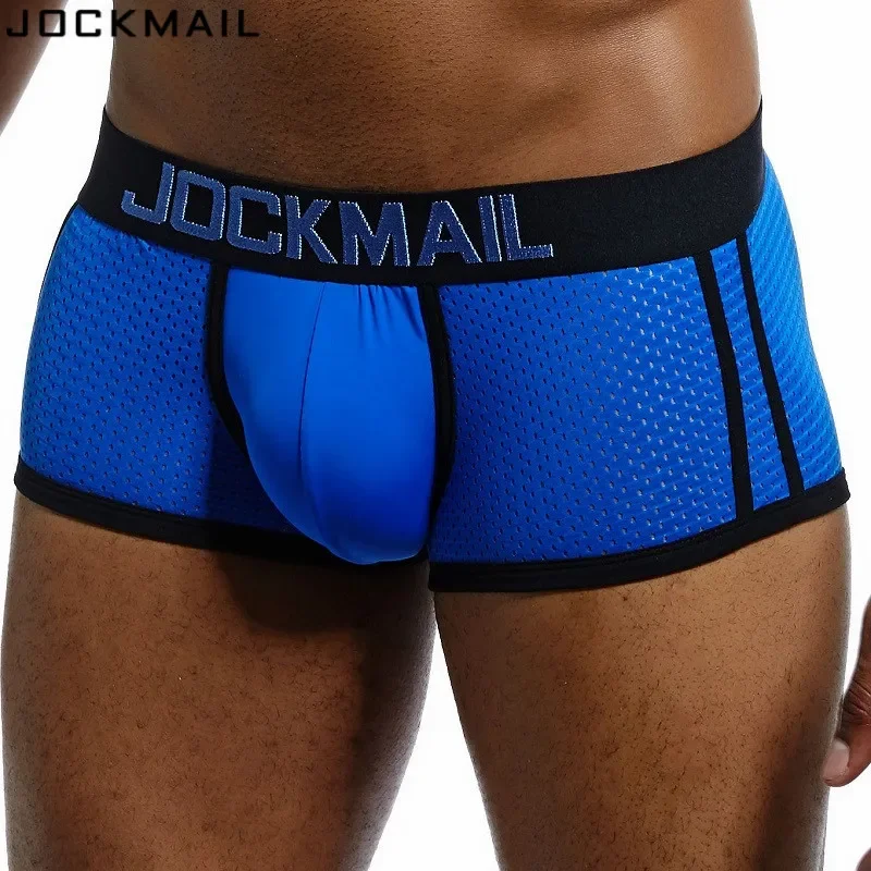 Jockmail-メンズ通気性アイスシルクメッシュボクサーショーツ、速乾性下着、メンズパンツ、パンティー、ボクサー、パンティー、4個