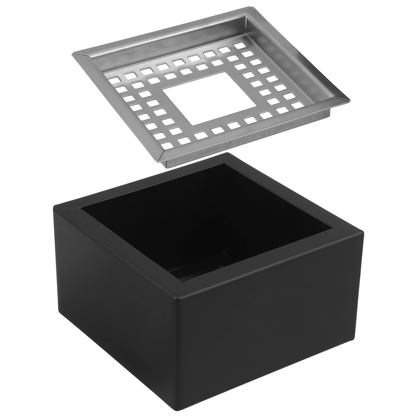 

Square Ashtray Stainless Steel Cigarette Butt Container Decorative Metal Deep Bottom Non Slip Home Living Room Bathroom Party