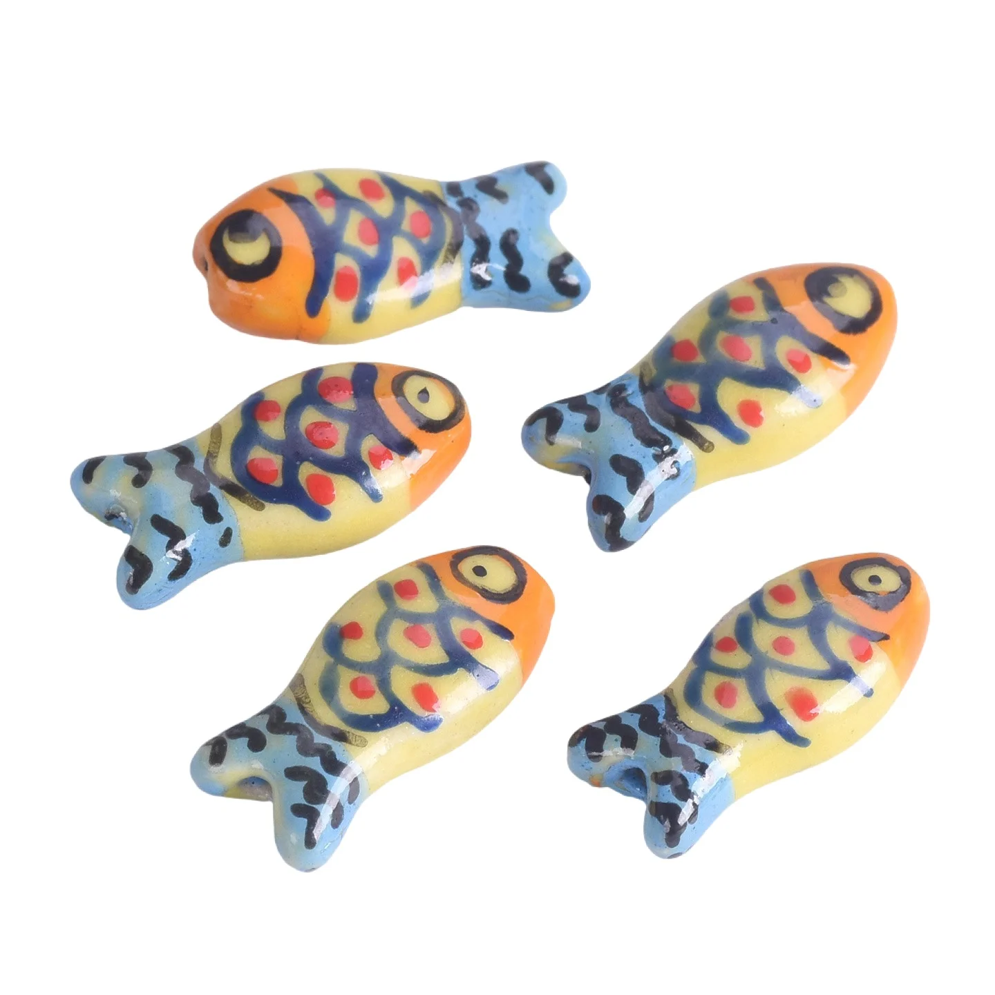 

5pcs Hand Painted Fish Shape Handmade Ceramic Loose Beads For Jewelry Making DIY Earring Crafts Findings Supplies