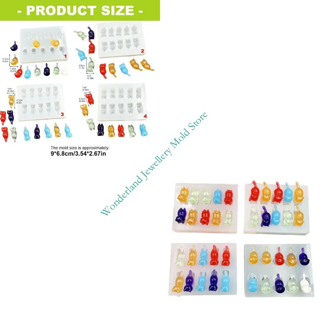 

H7EB Creative Tool Small Lying Cats Silicone Mold for Making Small Jewelry Accessories and Ornaments Ensuring Easy Releasing