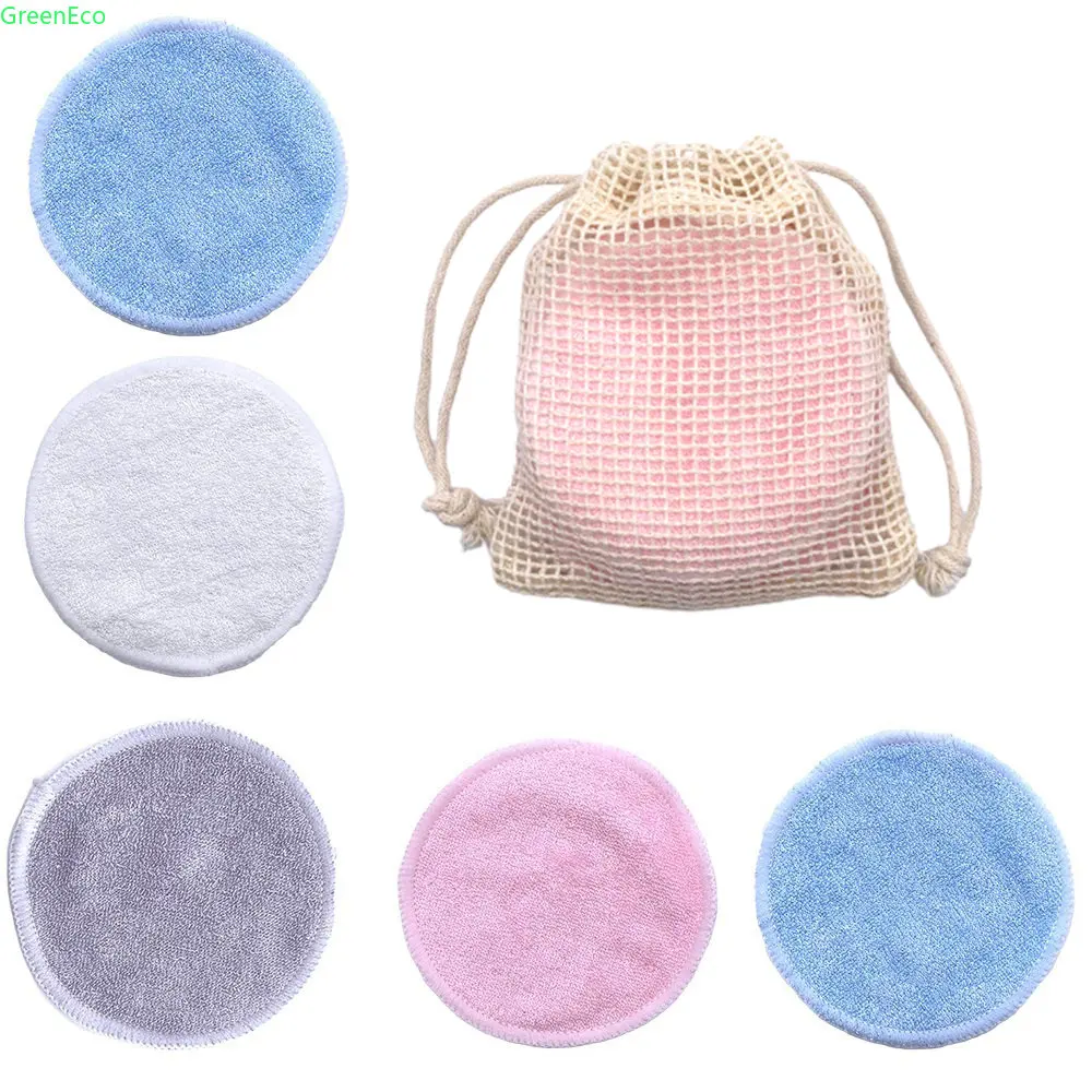 10PCS/Set Reusable Bamboo Fiber Washable Rounds Pads Makeup Removal Cotton Pad Cleansing Facial Pad Cosmetic Tool Skin Care