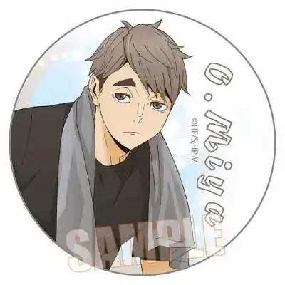 57MM Anime Haikyuu!! Miya Osamu Cosplay Metal Cartoon Pool Cleaning Round Reflect Light Tinplate Double Flash Badge Xmas Gift