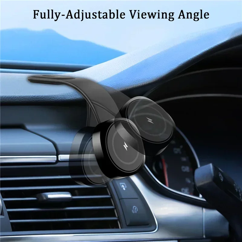 Car Magnetic Wireless Charger Adhesive Style Adjustable Dashboard Phone Chargers For Magsafe iPhone 16 15 14 13 12 Fast Charging