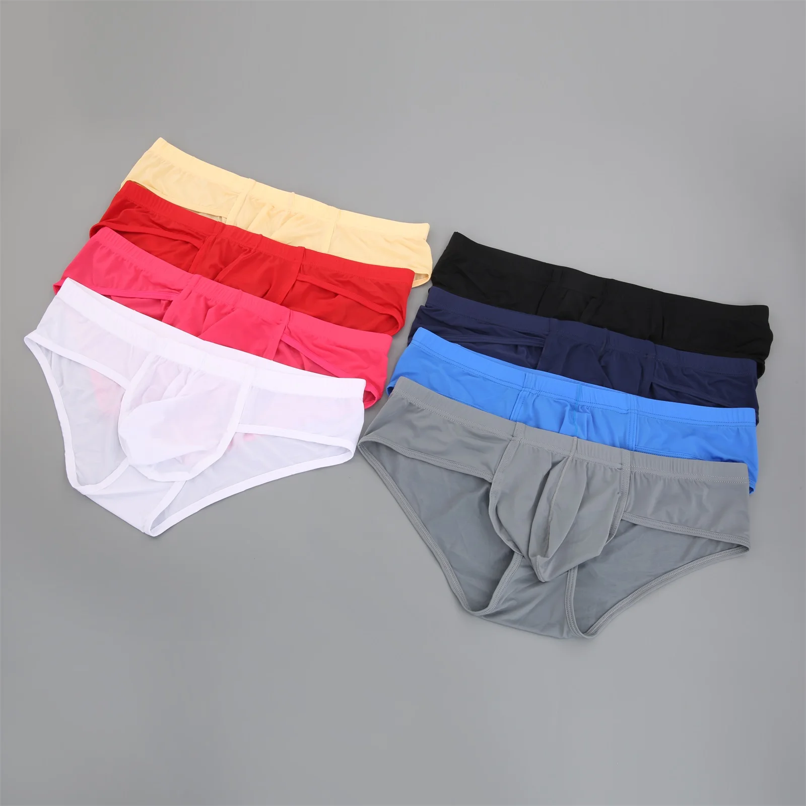 4Pcs Men's Sports Panties Ice Silk Comfortable Bulge Pouch Briefs Fitness Exercise Underwear Male Low-waist Underpants Bikini