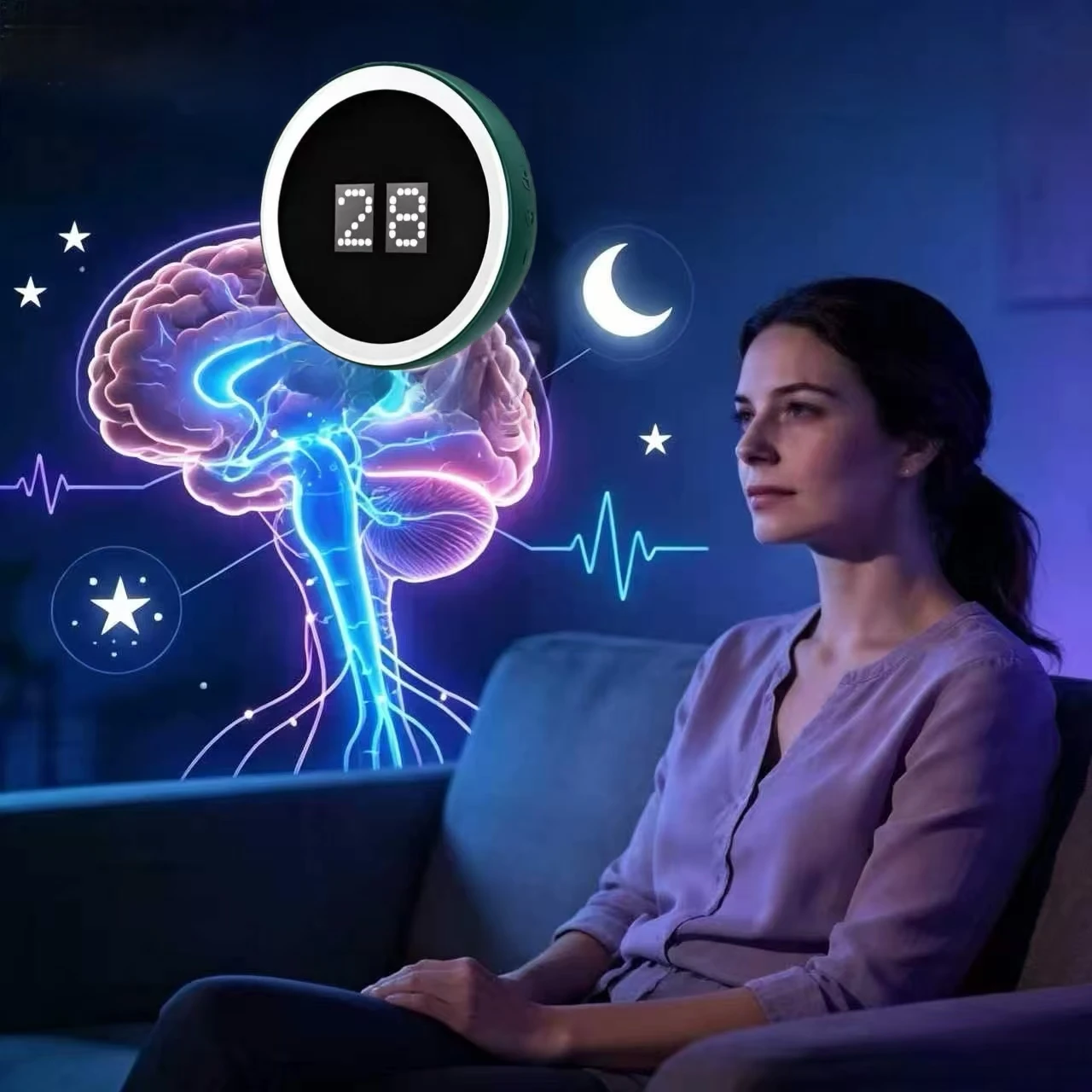 CES Sleep Aid Device EMS Microcurrent Therapy Ear Clip Machine for Insomnia Anxiety Depression Relief Handheld Hypnosis