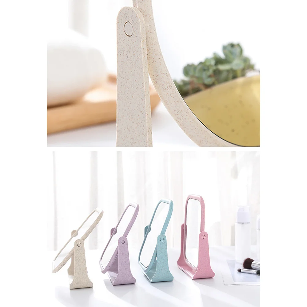 

2Pcs Double-Sided Makeup Mirrors Rotatable Portable Mirrors Practical Desktop Mirror Purple Oval and Square Set