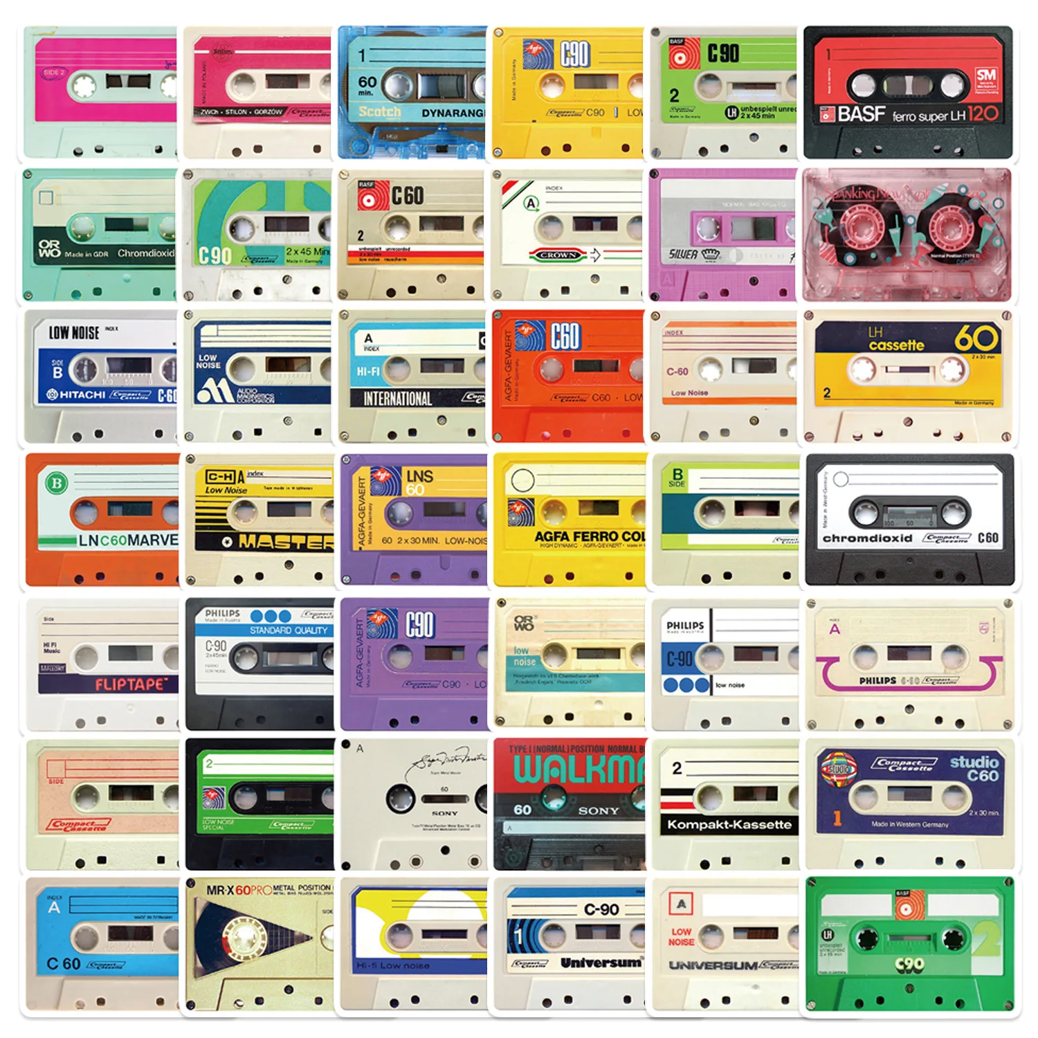 10/30/50PCS Retro Mini Cassette Tape Stickers Creative DIY Decoration for Laptop Phone Cup Guitar Skateboard Nostalgic Stickers