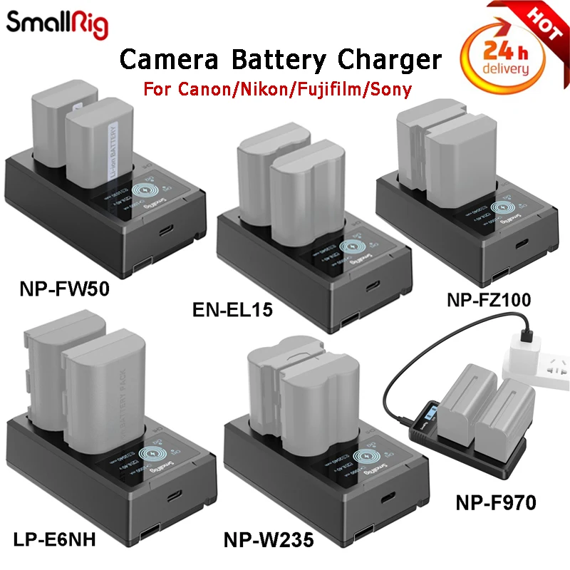 SmallRig NP-W235/LP-E6NH/NP-F970 Camera Battery Charger for Canon Nikon Fujifilm Sony Cameras 4084 4085 4086