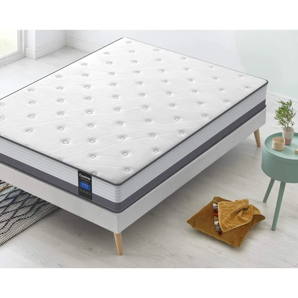 

10 Inch Twin XL Mattress, Twin XL Hybrid Mattress, Low Motion Transfer & Breathable Bed in A Box, Built in Pocketed Coils