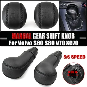Schwarz PU Volvo S60 S80 V70 XC70 NEWING 5/6 Hebel Leder Zahnradwechselknopf 8 Hauptverkaufsvolvo -Geschwindigkeiten - №2