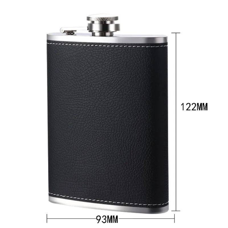 3/8oz Portable Hip Flask Brown Leather Covered Stainless Steel Flask for Alcohol Whiskey Flasks Man Gift