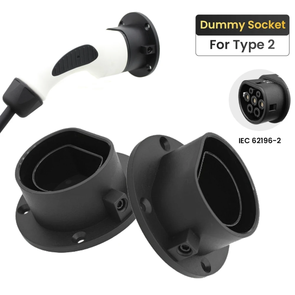 Type 2 EV Charger Cable Holder Eletric Car EVSE Dummy Socket For IEC 62196-2 Connector Plug With Spring Screw Buckle Wall Mount