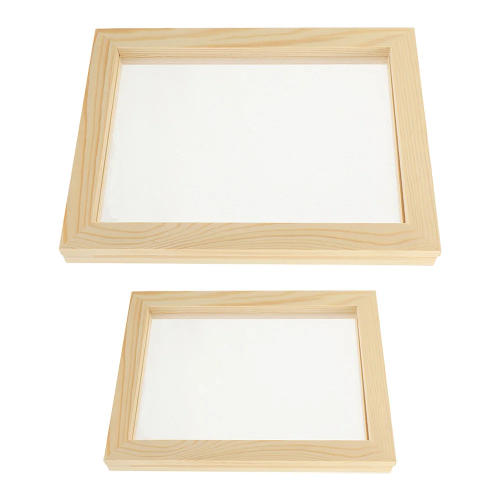 

2 Pcs Handmade Paper Frame Making Mold DIY Mould Craft Mesh Wooden Screen Frames